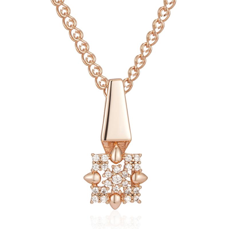 Rose Gold Color Crystal Flower Pendant Necklace For Women Full Shiny Natural Zircon Accessories Daily Fine Jewelry