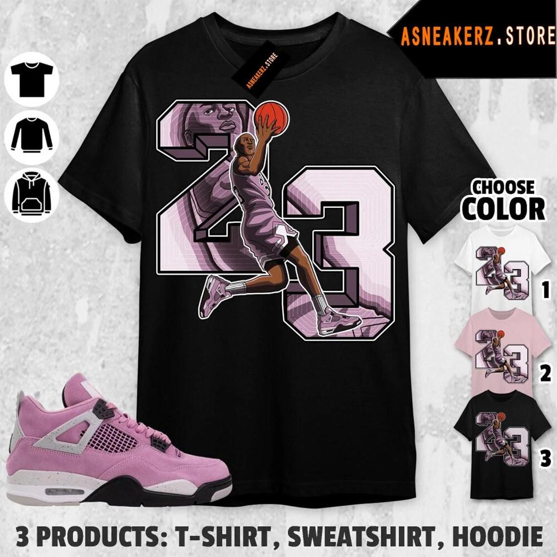 Shirt To Match AJ 4 Orchid Sneaker Matching Tee MJ Number 23 T-Shirt S