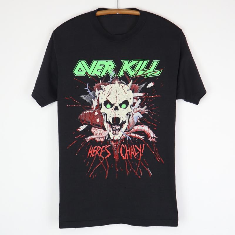1988 Overkill Heres Chaly Tee Shirt Black Cotton Unisex YA265 S