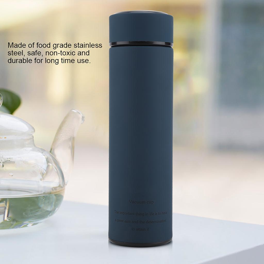 Stainless Steel Water Cups Tea Mugs Vacuum Bottle Office (Dark Blue 500ML)