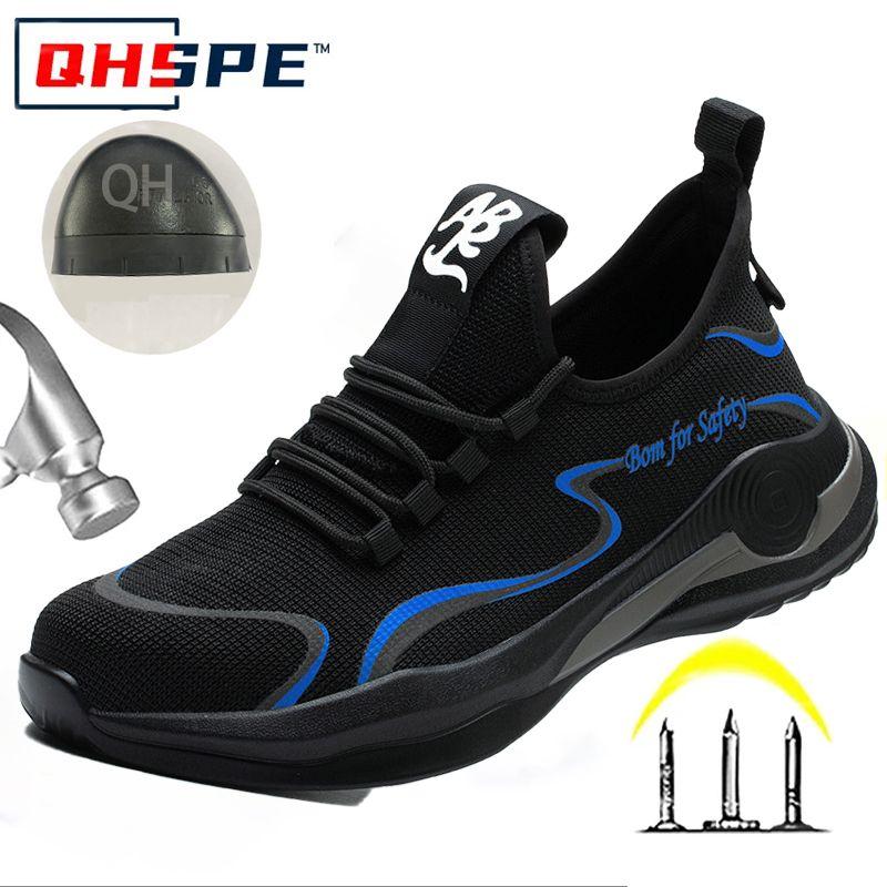 

Men s Safety Shoes Steel Toe Men s Sneakers Anti-smash Anti-puncture Working Footwears Breathe Slip-Resistant Boots Waterproof 48 синий