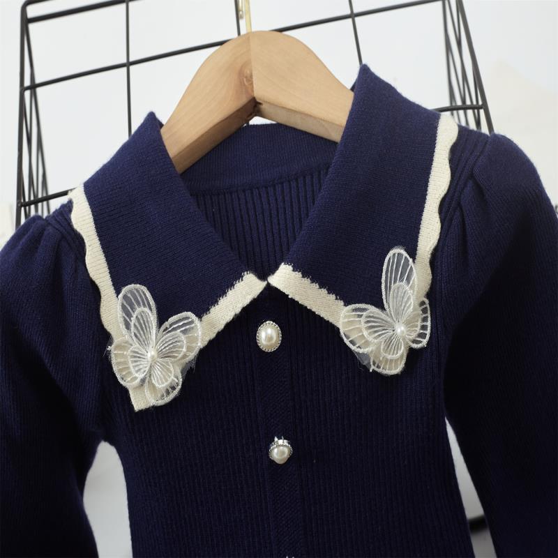 Girls Dress New Autumn Winter Thickening Warm Sweater Dress Girls Princess Dress College Style Bow Knitted Dress Girls Dress