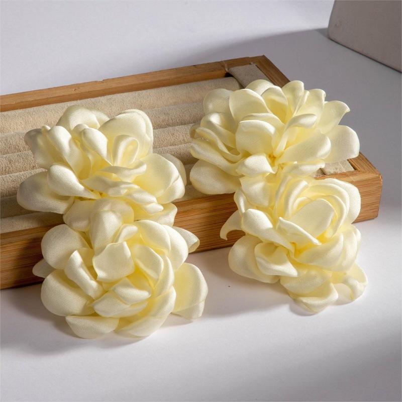 New jewelry, Korean fluffy big flower earrings, premium flannel lace multi-color earrings set.