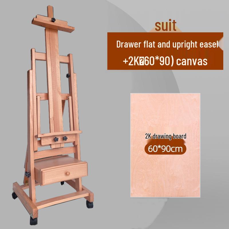Beechwood Dual-Purpose Flat & Upright Easel with Solid Wood Drawer
