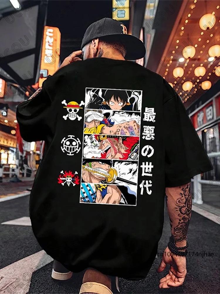 One Piece 2026 Summer Harajuku Anime Printed Casual Top Men And Women Trendy American Style Short Sleeve ParentChild TShirt S