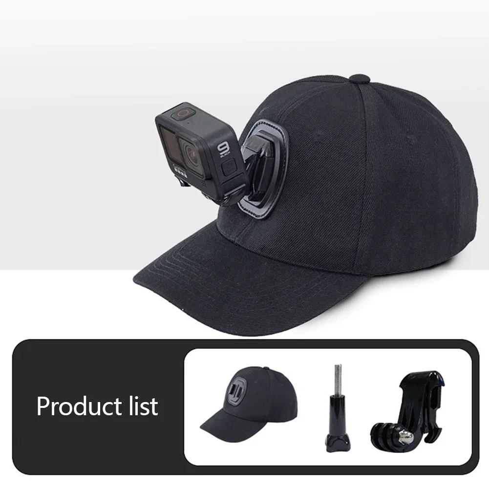Baseball Cap with Action Camera Bracket Mounting Bracket for Gopro Hero 12 11 10 9 8 7 6 5 4 3 insta360 x3 x2 Eken SJCAM DJI