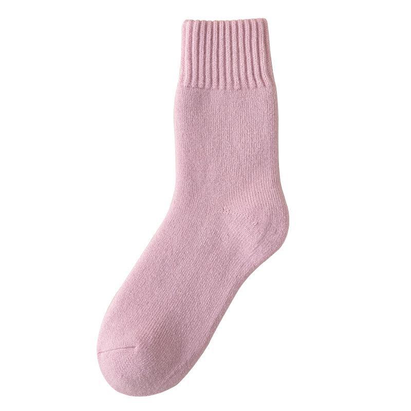 Women's Winter Mid-Tube Socks - Thick, Warm, Soft, Plus Velvet, Solid Colors, Imitation Cashmere, Versatile Casual Home Wear.