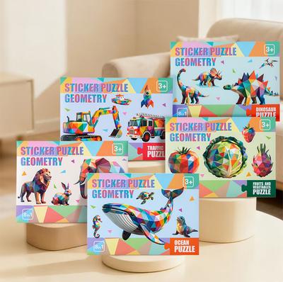 Geometric Sticker Puzzle Set - Five Themed Stickers Suitable For Children's Creative Color Matching And Fine Motor Skills