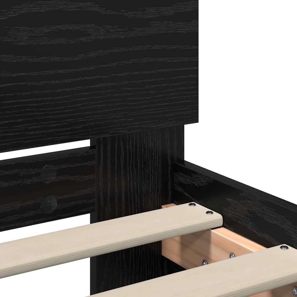 LED Bed Frame in Black Oak Effect 75 x 190 cm Wood Based Material