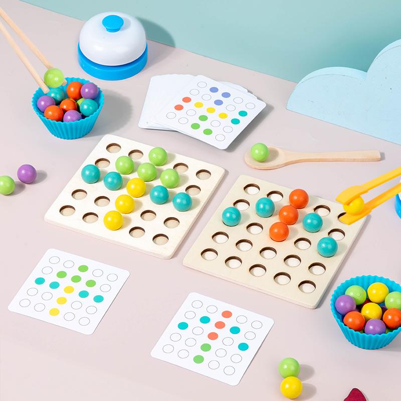 Non-Toxic Montessori Wooden Clip Beads Toy Fine Motor Training Color Sorting Matching Early Learning Educational Toys For Children Kids
