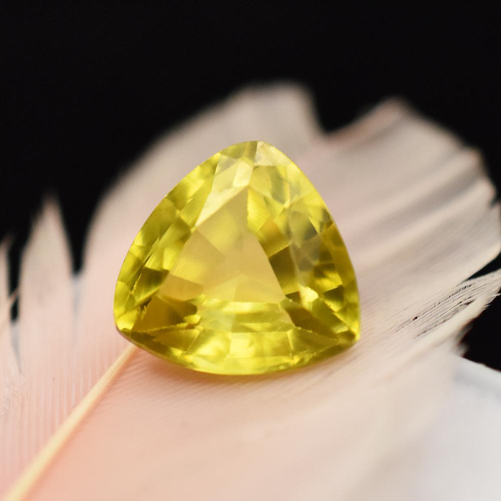 Natural Yellow Sapphire 4.35 Ct Unique Trillion Cut Gemstone Ring Size