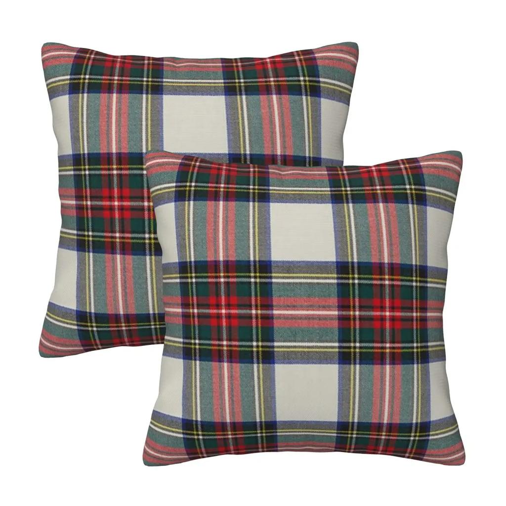 Stewart Dress Scottish Tartan 2 Pcs Square Pillowcase Pillow Cover Cushion Zip Decorative Comfort Throw Pillow For Home Sofa