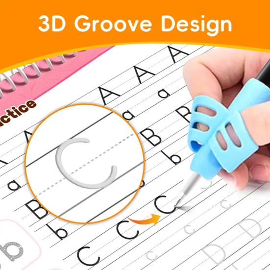 Grooved Writing Practice Book with Pens Refills Pencil Gripper Reusable Kids Handwriting Practice Workbooks Alphabet Tracing Learning Book