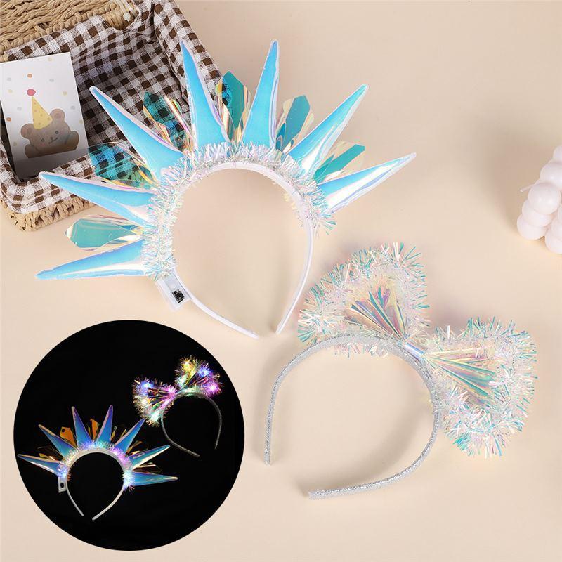 Light Up Headband Glow Crown Hair Band Rave Wedding Party Headdress Cosplay Costume Hair Accessories Luminous Head Hoop