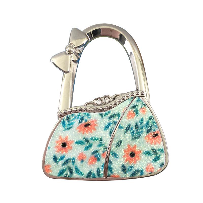 In Stock: New Style Dual-Diamond Folding Portable Metal Handbag Hook & Desktop Stand