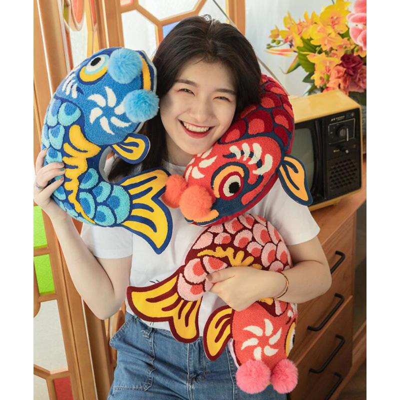 Joy Chinese Traditional Dance Lion Embroidery Cushion Sofa Chair Car Waist Cushion Wedding Bedding New Year Decorative Pillow