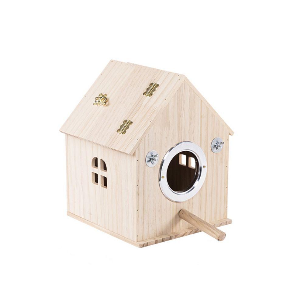 Rainproof Wood Bird House Large Space Bird Nesting Box Practical Birds Breeding Box  For Bird Cage