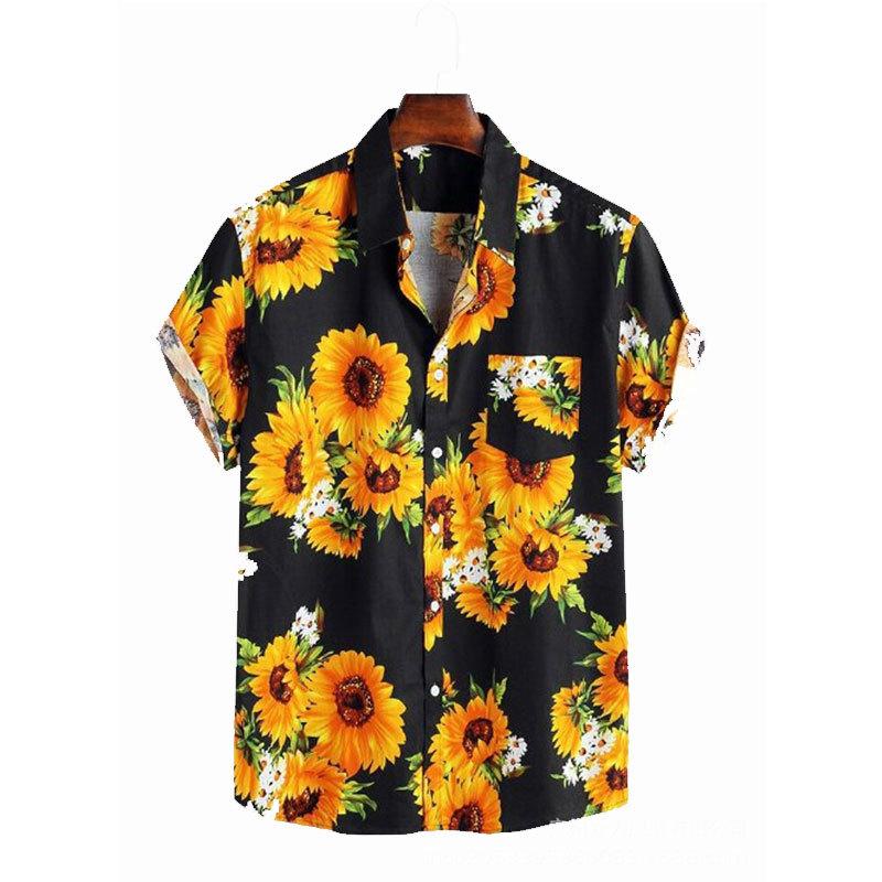 Camicie Hawaiane da Uomo Stampa 3D Grafica Girasole Moda Bottoni Manica Corta Collo a Revers Streetwear Camicie Hawaiane per Uomo Estate