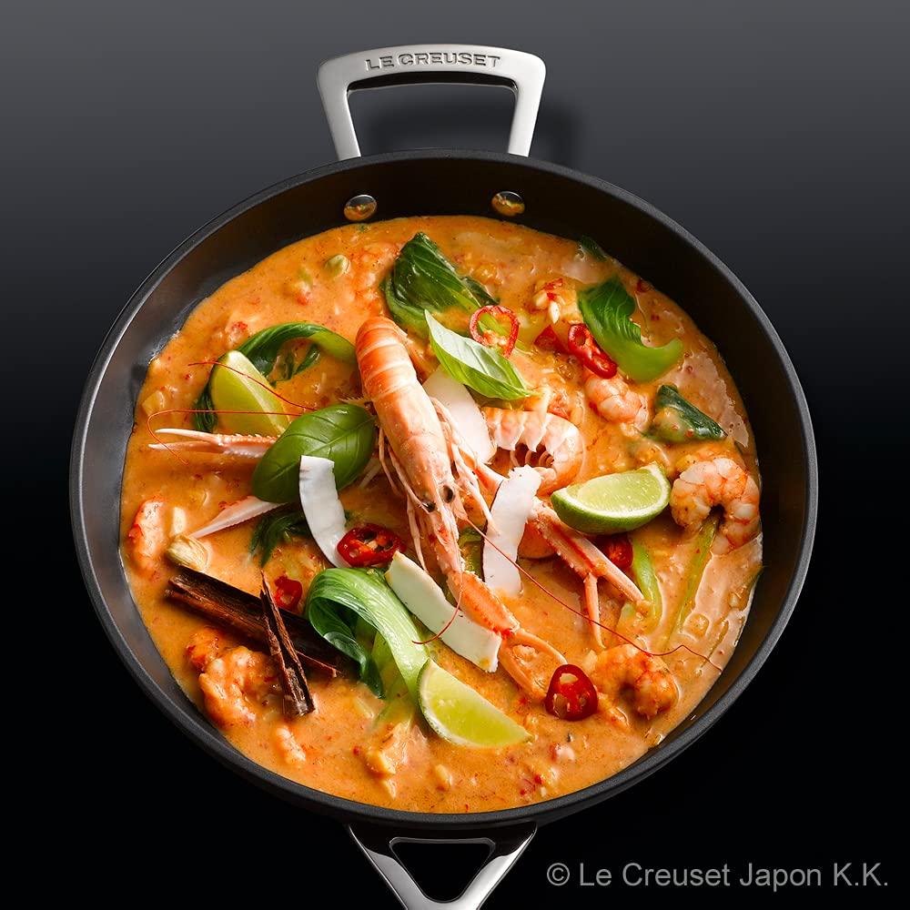 Le Creuset TNS Deep Frying Pan, 28cm, Gas, Induction, and Oven Safe, with Silicone Handle [Official Product in Japan]