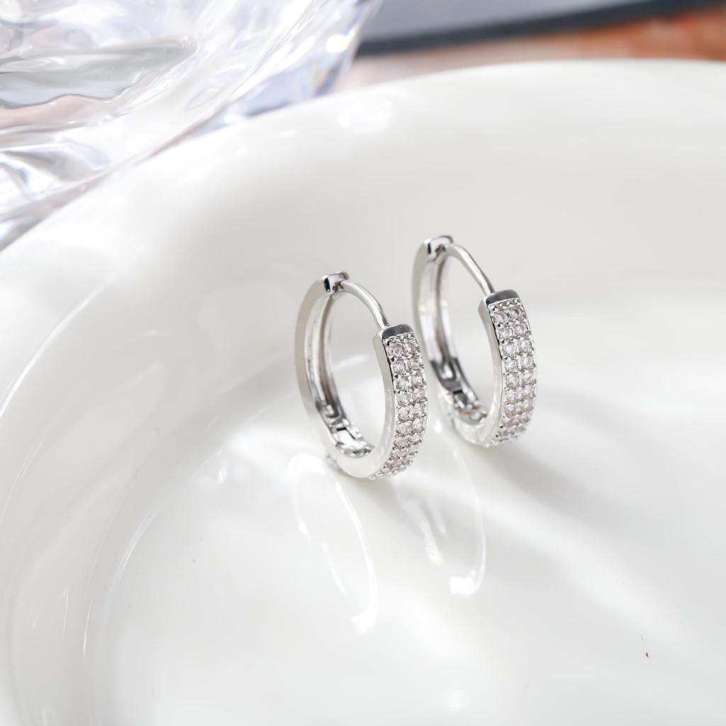 European & American High-End Luxury Zircon Full Diamond Ear Studs for Women