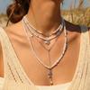 Cross Heart Faux Pearl Multi-layer Necklace - Y2K Style