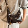 Trend retro style Maillard hand carrying dumpling bag versatile foreign style commuting oil wax leather texture messenger women's bag