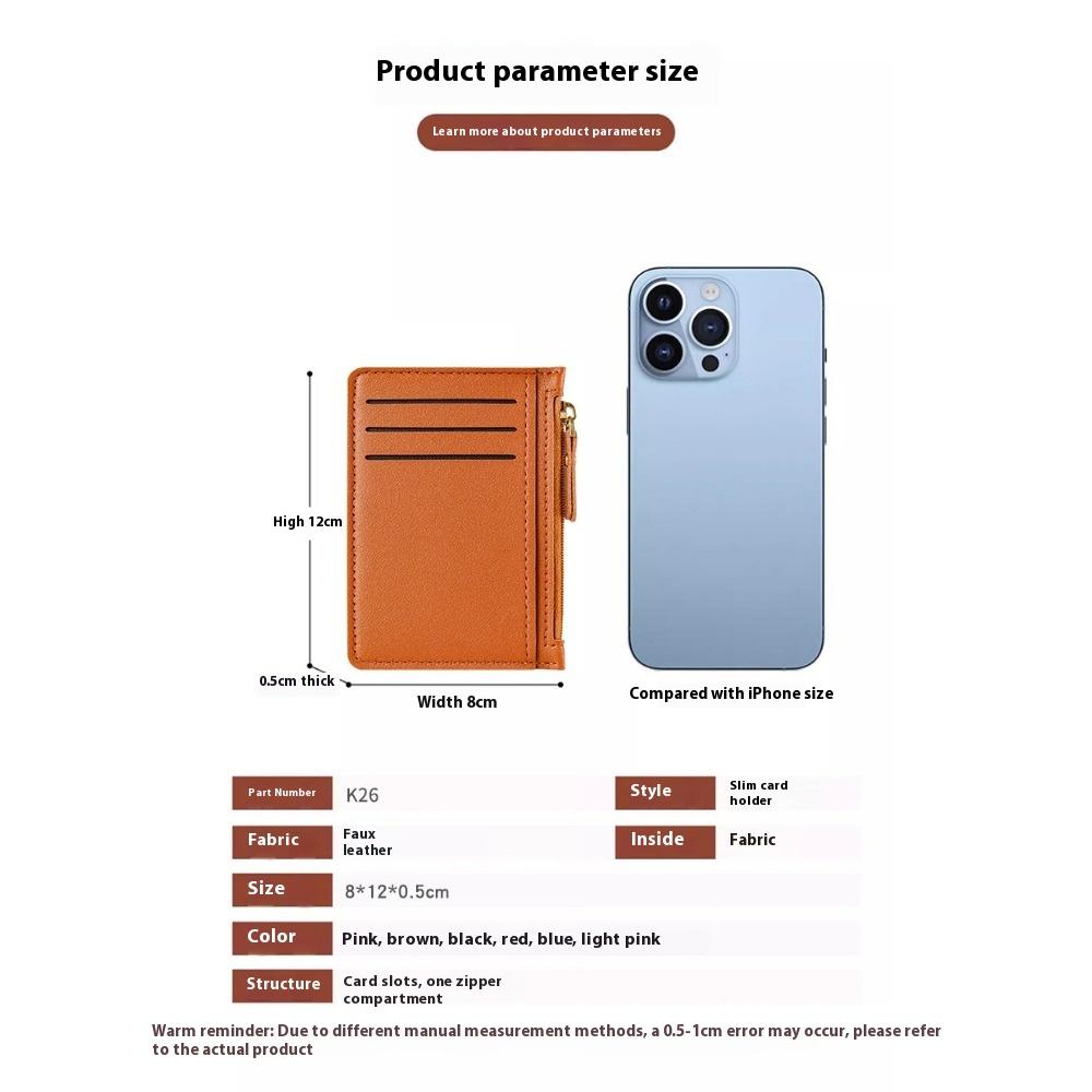 Ultra-thin Card Bag, Women's Small and Simple Multi-card Zipper Change Bag, Large-capacity ID Card Holder, Card Holder.