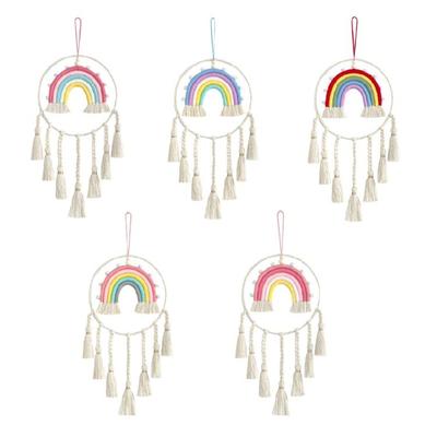 Dormitory Wall Window Handwoven Tassels Sky Rainbow Supplies for Home Office