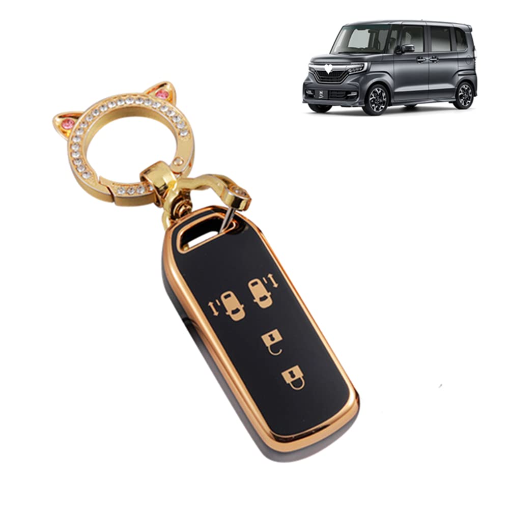 

Брелок-чехол для ключа Nacalikeey, совместимый с Honda N Series, чехол для ключа Honda New NBOX, кастомный чехол для ключа NONE, SLASH, чехол для ключа Nacalikeey с кошачьими ушками из ТПУ чёрный