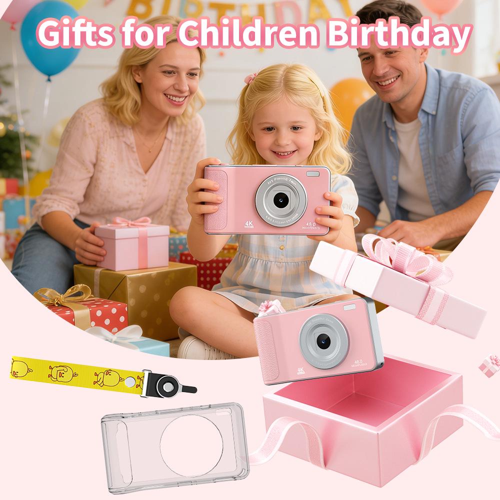 Kids' AI Card Digital Camera with Object Recognition, Dual-Band WiFi, Dual Cameras, Portable