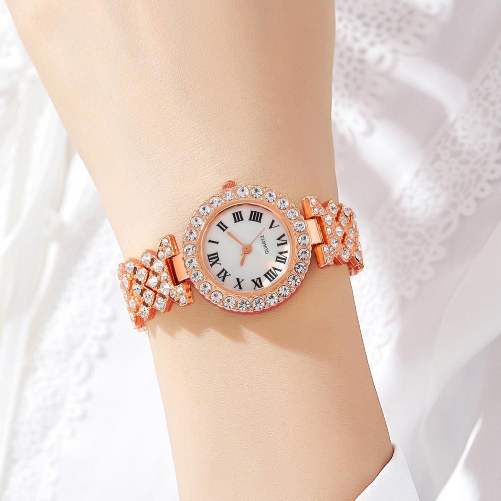Römisches Muster Diamant Uhr Damen Uhr Quarz Uhr Armband Damen Halskette Uhr Set Trend