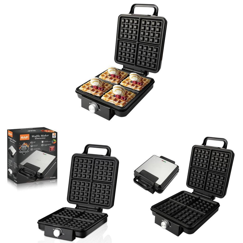 4-Scheiben Antihaft-Waffelautomat Doppelseitige Heizung Temperaturregelung Pfannkuchen Eierkuchen Backmaschine