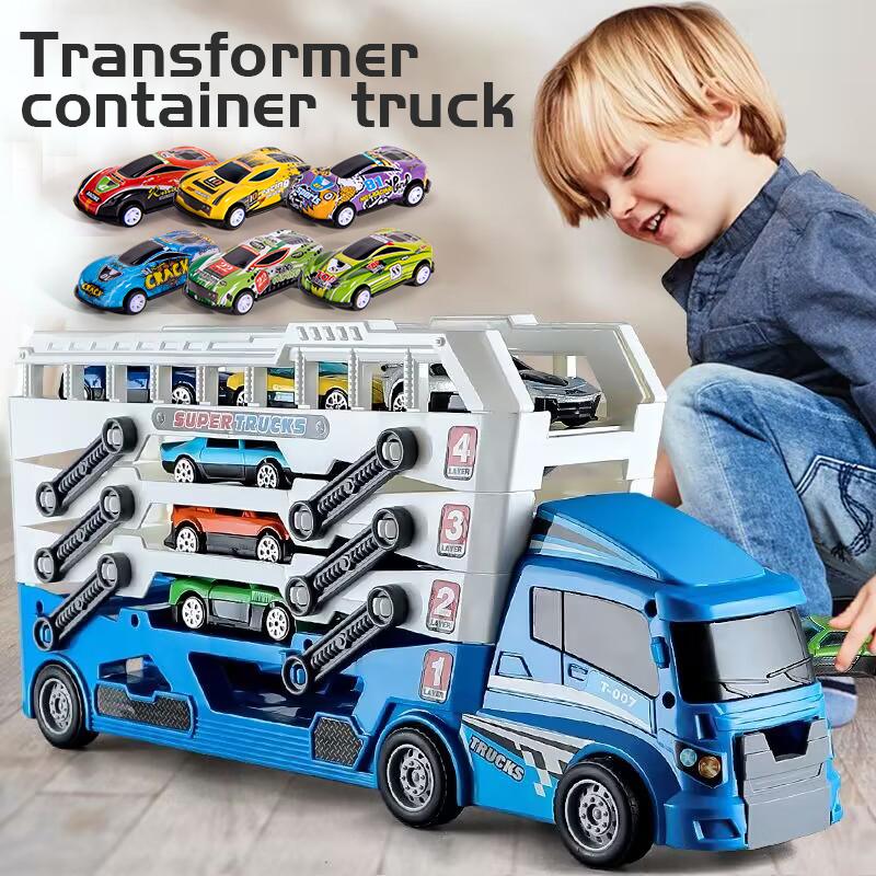 Pop-Up Container-Style Truck Engineering Vehicle, Racing Toy, Children S Toy Push-Pull Vehicle Equipped With 6 Alloy Wheels, Chi