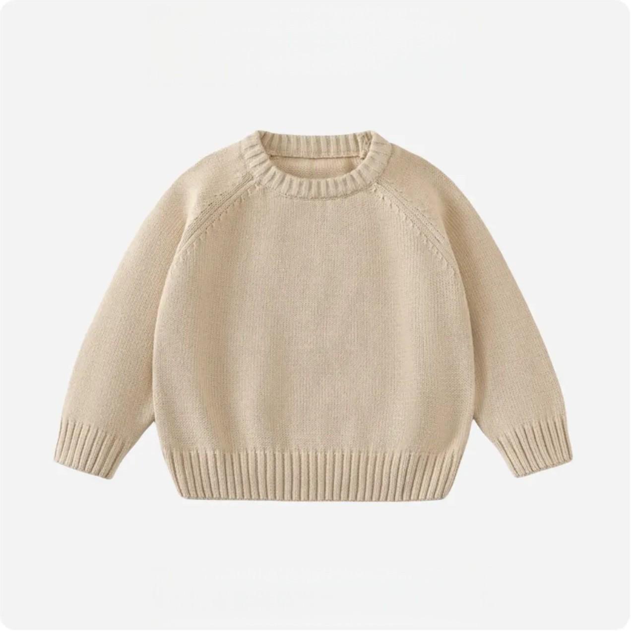 Kids Class A Cotton Sweater Autumn Winter Round Neck Pullover Knitwear Boys Girls Solid Casual Top 90