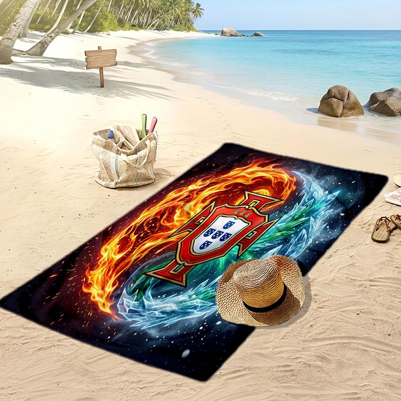 Portugal Football Print Beach Towel Quick Dry Super Absorbent Soft Bath Towel for Swimming Beach Travel Fan Souvenir Gift