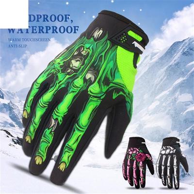 Winter Autumn Skeleton Bones Bikes Motorcycle Full Finger Gloves