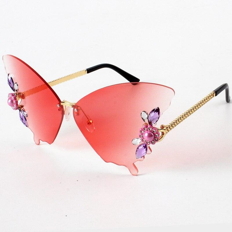 Luxury Butterfly Sunglasses Women Brand Y2k Vintage Rimless Oversized Sun Glasses Ladies Eyewear Gafas De Sol Gothic