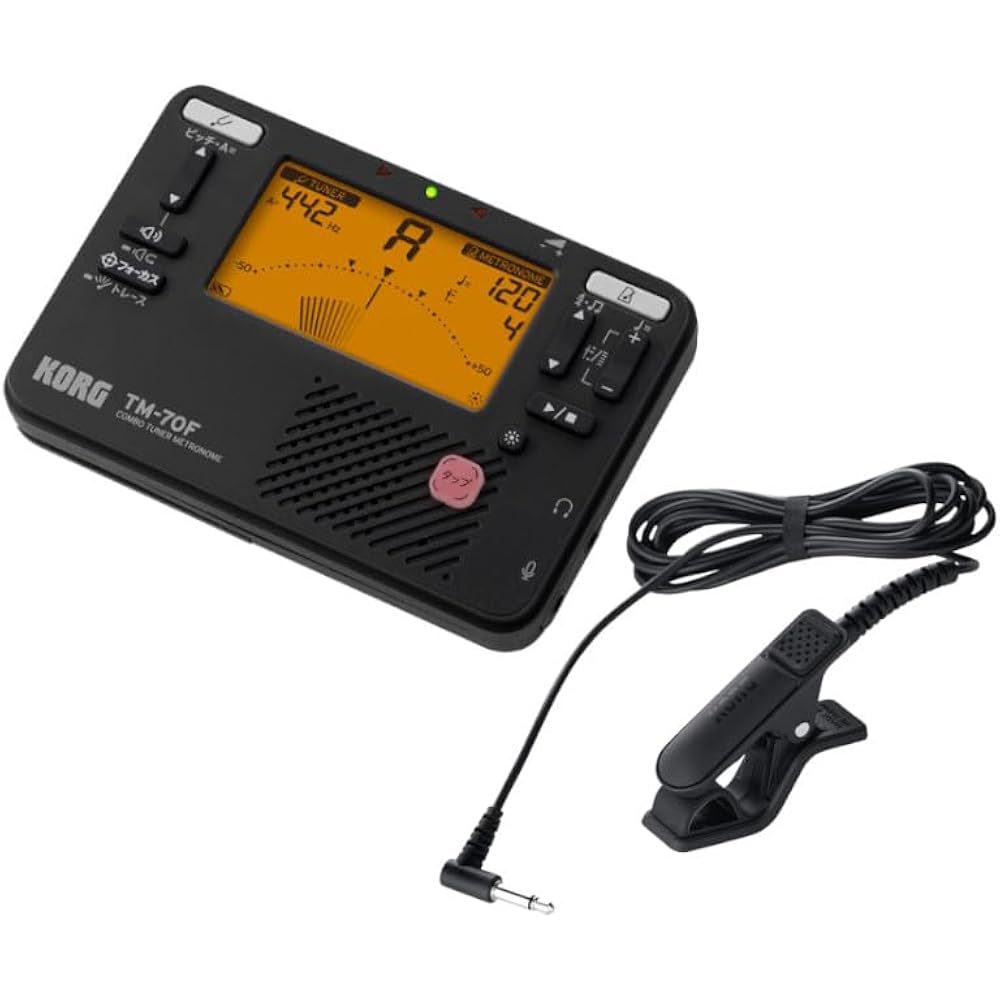 Korg Tuner Metronome TM-70F BK + Tuner Mic CM-400 BK Set Black