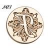Decorative Wax Seal Stamp Iris A-Z Initial Alphabet Head, Brass Engraved Vintage Sealing Head for Wedding Invitations Envelopes Journal Gift Packaging