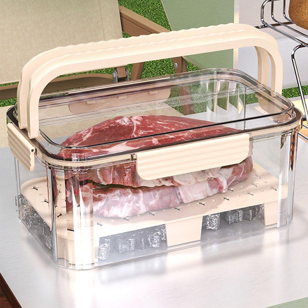 

with Handle Drain Storage Box Double Layer Interval Preservation Box Kitchen бежевий