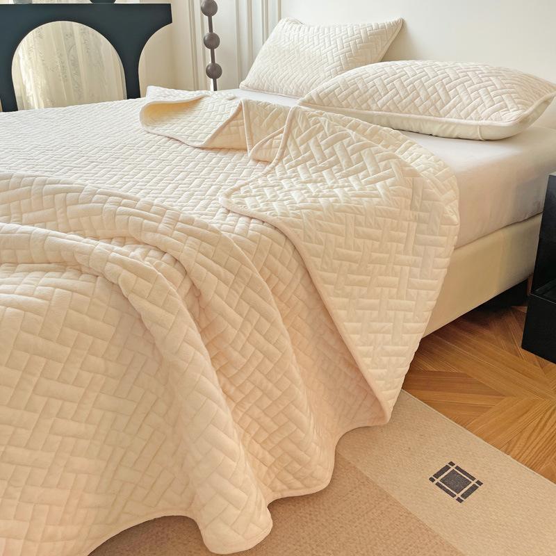 Crystal fleece padded cotton single bed cover cotton fleece dust cover double-sided use soft and comfortable tatami kang cover three-piece set