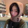 Women's Autumn Winter Cycling Large Head Circumference Wool Hat Warm Ear Protection Scarf Integrated Knitted Hat
