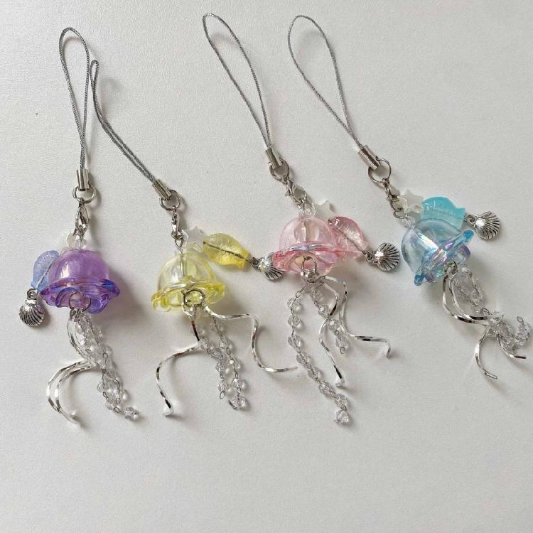 Unique Jellyfish Phone Accessory Acrylic Mobile Strap Phone Pendant for Adding a Touch of Oceanic Charm to Your Outfits