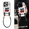 Applicable To Iphone16 Mobile Phone Case Ins Japanese and Korean Style Leather Pattern Anti-drop Hollow Cherry Apple 15/14 Oblique Span 13