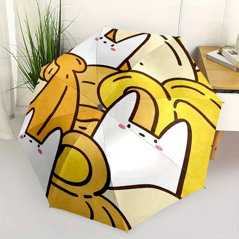 1pc Pineapple Cats Automatic Open/close Folding Compact Umbrella, 8 Rib Sturdy Canopy, Lightweight Portable, Everyday Use, Gift,,086