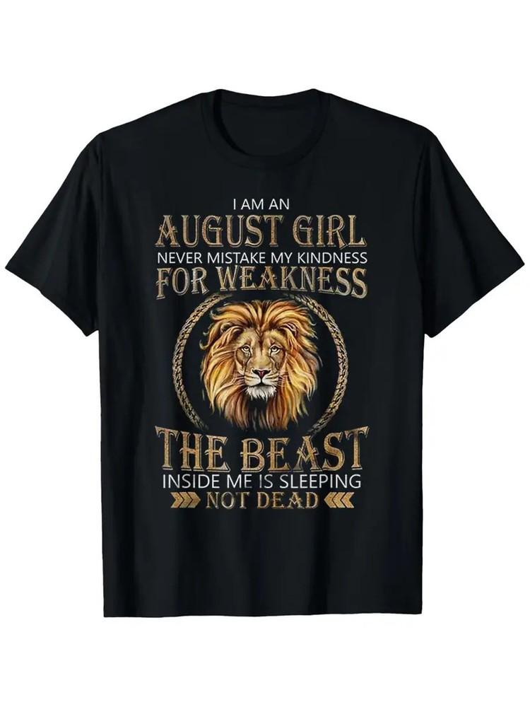 Men039;s Plus Size August Lion Girl Christian Graphic T-Shirt100% Cotton 180gsm Unisex T-Shirt S