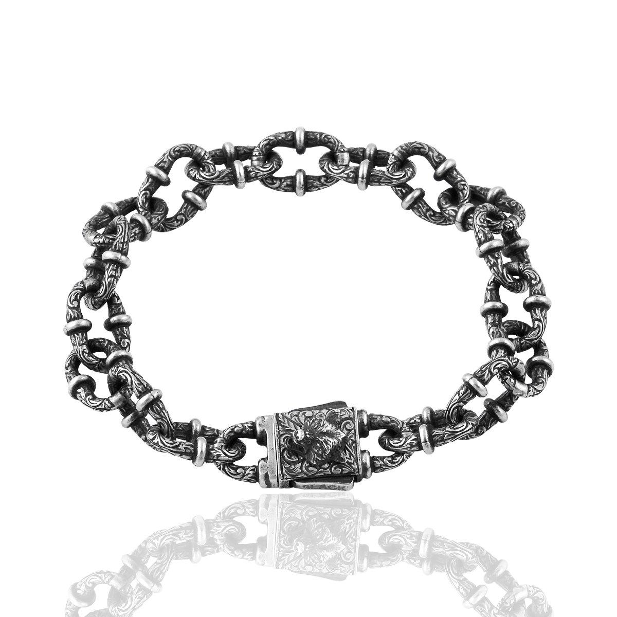 

Серебряный ручная инкрустация Серебряный браслет ручной работы 18cm серебряный