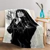 Black Leather Jacket Portrait for All Seasons Blanket Lunch Break Throw Gift