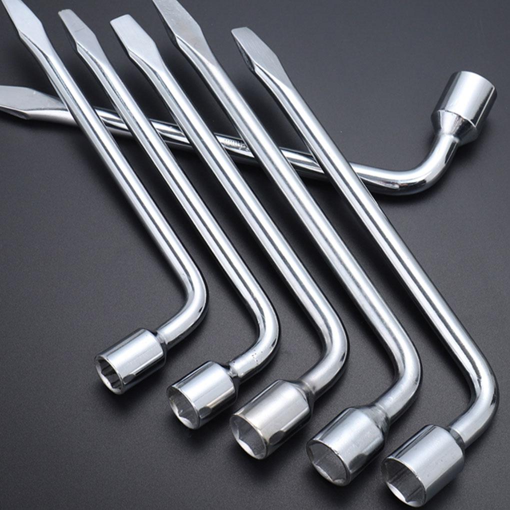 Compact And Comfortable Grip Car Wheel Wrench For Quick And Easy Tire Changes Efficient Metal Key Socket Spanner, Silver, 17mm