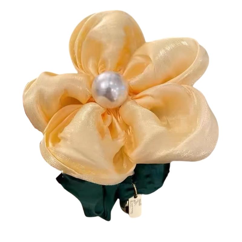 Elegantes florales Perlen-Haargummi für Frauen Bequem und stilvoll Elastisches Stoff-Blumen-Scrunchie Haarband Haarschmuck